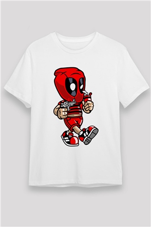 Deadpool Bastard Baskılı Unisex Beyaz Tişört