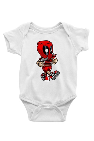 Deadpool Bastard Baskılı Unisex Beyaz Bebek Body - Zıbın