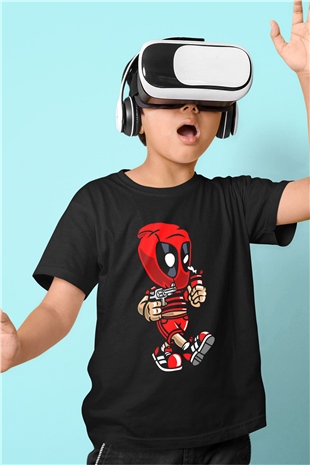 Deadpool Bastard Baskılı Unisex Siyah Çocuk Tişört