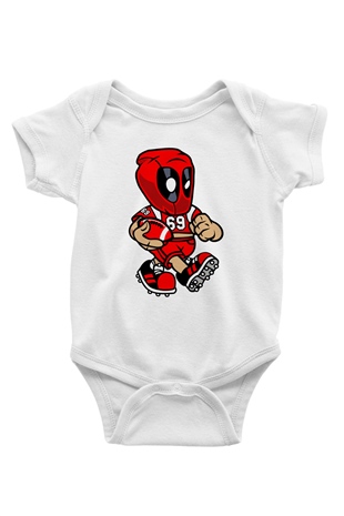 Deadpool Football Baskılı Unisex Beyaz Bebek Body - Zıbın