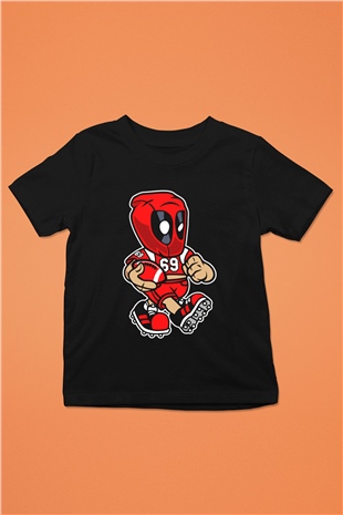 Deadpool Football Baskılı Unisex Siyah Çocuk Tişört
