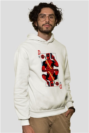 Deadpool KartıBeyaz  Unisex Hoodie
