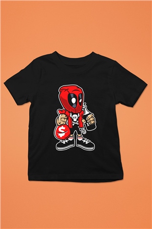 Deadpool Street Bastard Baskılı Unisex Siyah Çocuk Tişört
