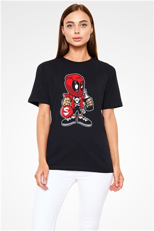 Deadpool Street Bastard Baskılı Unisex Siyah Tişört
