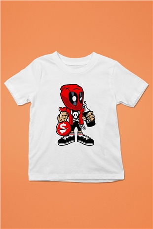 Deadpool Street Bastard Baskılı Unisex Beyaz Çocuk Tişört