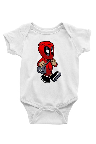 Deadpool Worker Baskılı Unisex Beyaz Bebek Body - Zıbın