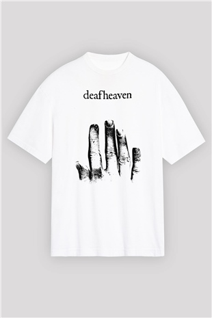 Deafheaven Baskılı Unisex Beyaz Oversize Tişört