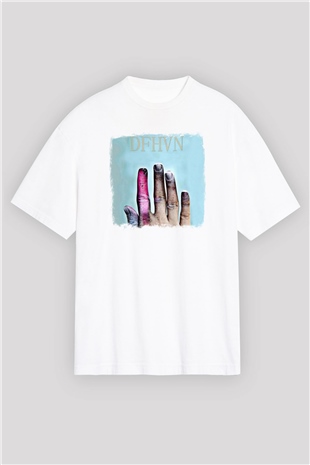 Deafheaven Baskılı Unisex Beyaz Oversize Tişört