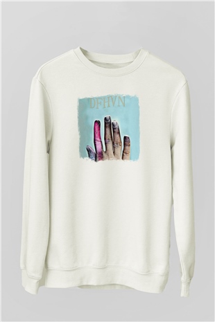 Deafheaven Baskılı Unisex Beyaz Sweatshirt