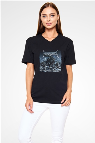 Death Angel Baskılı Unisex Siyah V Yaka Tişört