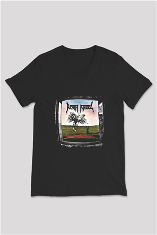 Death Angel Baskılı Unisex Siyah V Yaka Tişört