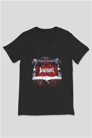Death Angel Baskılı Unisex Siyah V Yaka Tişört