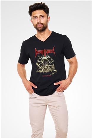 Death Angel Siyah Unisex V Yaka Tişört T-Shirt