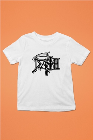Death Baskılı Beyaz Unisex Çocuk Tişört