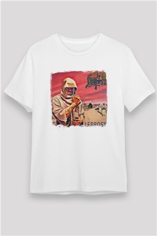 Death Baskılı Unisex Beyaz Tişört