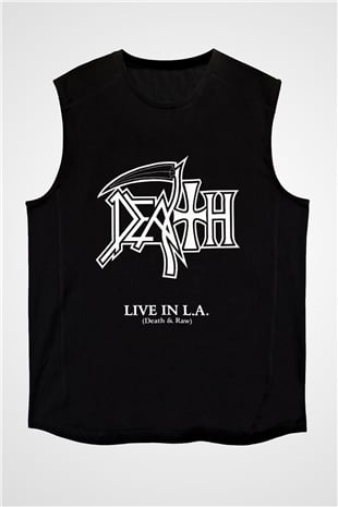 Death Baskılı Unisex Siyah Kolsuz Tişört