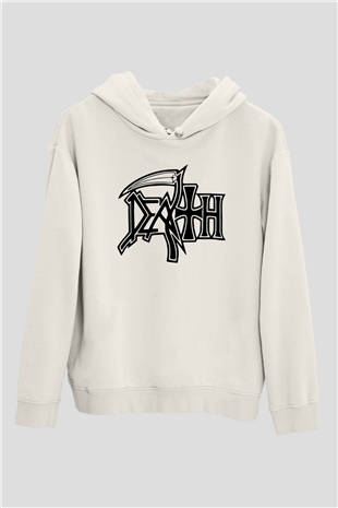 Death Beyaz Unisex Kapşonlu Sweatshirt