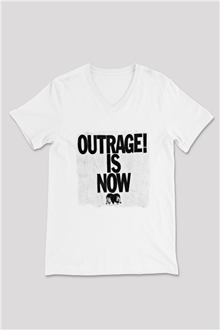 Death from Above Baskılı Unisex Beyaz V Yaka Tişört