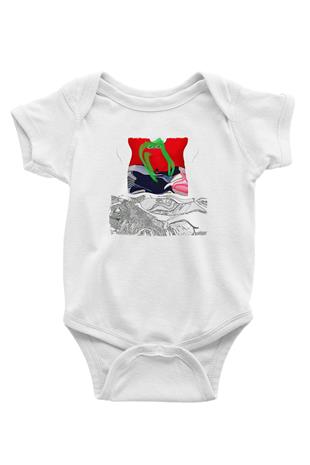 Death Grips Baskılı Beyaz Unisex Bebek Body - Zıbın