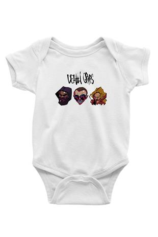 Death Grips Baskılı Beyaz Unisex Bebek Body - Zıbın