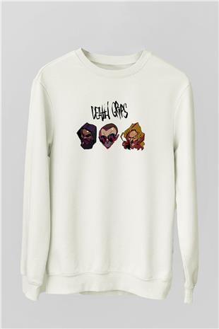 Death Grips Baskılı Beyaz Unisex Sweatshirt