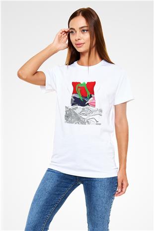 Death Grips Baskılı Unisex Beyaz Tişört - Tshirt