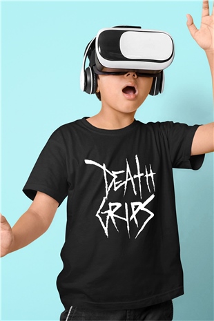 Death Grips Baskılı Unisex Siyah Çocuk Tişört - Tshirt