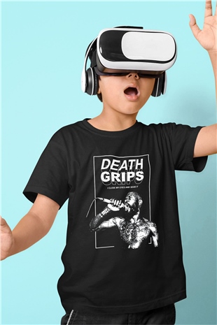 Death Grips Baskılı Unisex Siyah Çocuk Tişört - Tshirt