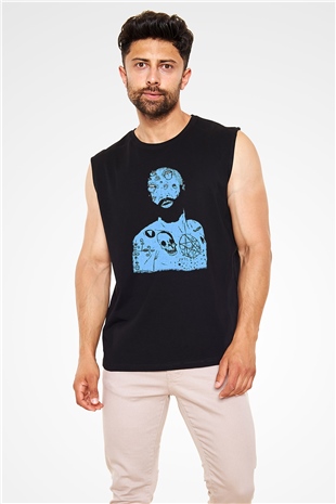 Death Grips Baskılı Unisex Siyah Kolsuz Tişört - Tshirt
