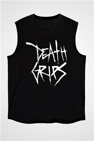 Death Grips Baskılı Unisex Siyah Kolsuz Tişört - Tshirt