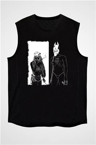 Death Grips Baskılı Unisex Siyah Kolsuz Tişört - Tshirt