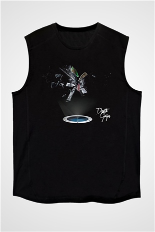 Death Grips Baskılı Unisex Siyah Kolsuz Tişört - Tshirt