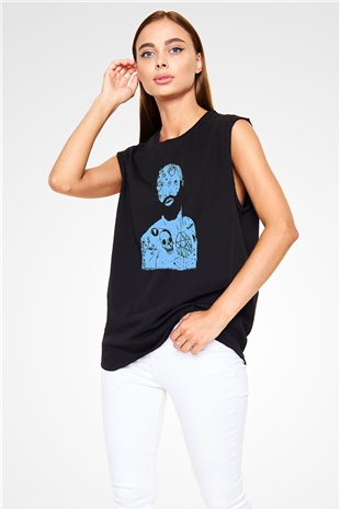 Death Grips Baskılı Unisex Siyah Kolsuz Tişört - Tshirt