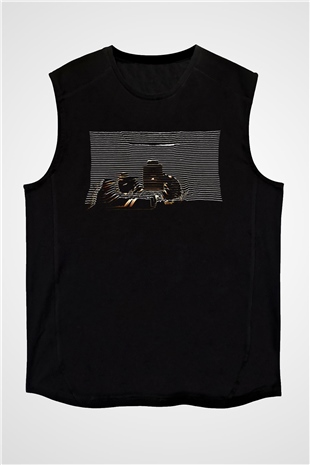 Death Grips Baskılı Unisex Siyah Kolsuz Tişört - Tshirt