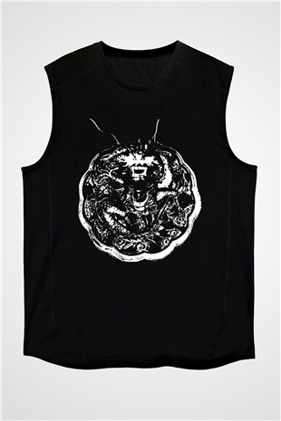 Death Grips Baskılı Unisex Siyah Kolsuz Tişört - Tshirt