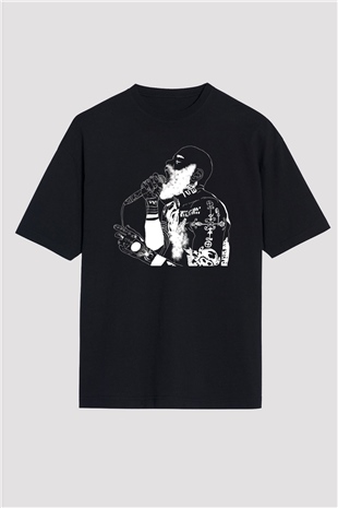 Death Grips Baskılı Unisex Siyah Oversize Tişört - Tshirt