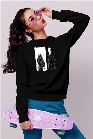Death Grips Baskılı Unisex Siyah Sweatshirt