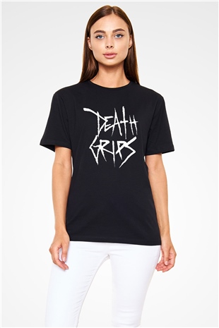 Death Grips Baskılı Unisex Siyah Tişört - Tshirt