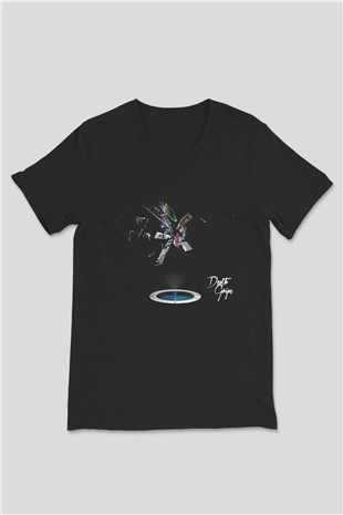 Death Grips Baskılı Unisex Siyah V Yaka Tişört - Tshirt
