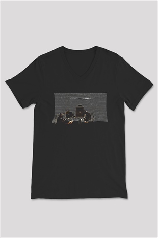 Death Grips Baskılı Unisex Siyah V Yaka Tişört - Tshirt