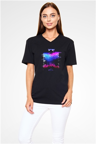 Death Grips Baskılı Unisex Siyah V Yaka Tişört - Tshirt