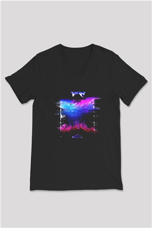 Death Grips Baskılı Unisex Siyah V Yaka Tişört - Tshirt