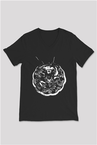 Death Grips Baskılı Unisex Siyah V Yaka Tişört - Tshirt