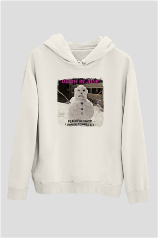 Death in June Baskılı Unisex Beyaz Hoodie