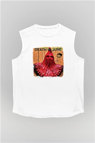 Death in June Baskılı Unisex Beyaz Kolsuz Tişört