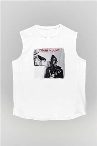 Death in June Baskılı Unisex Beyaz Kolsuz Tişört