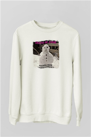 Death in June Baskılı Unisex Beyaz Sweatshirt