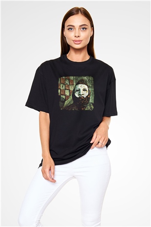 Death in June Baskılı Unisex Siyah Oversize Tişört
