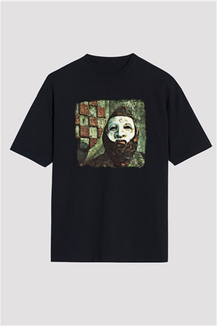 Death in June Baskılı Unisex Siyah Oversize Tişört