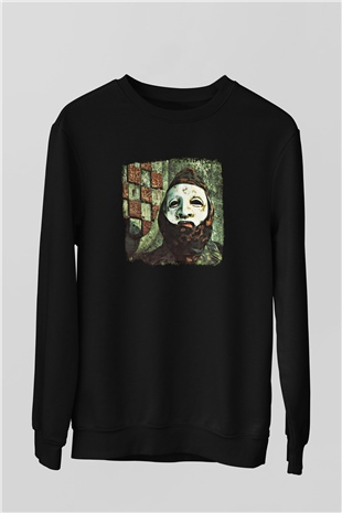 Death in June Baskılı Unisex Siyah Sweatshirt